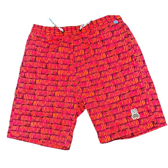 Psycho Bunny Orange Tilden Swim Trunks Shorts 10 / 12 Medium Drawstring Elastic